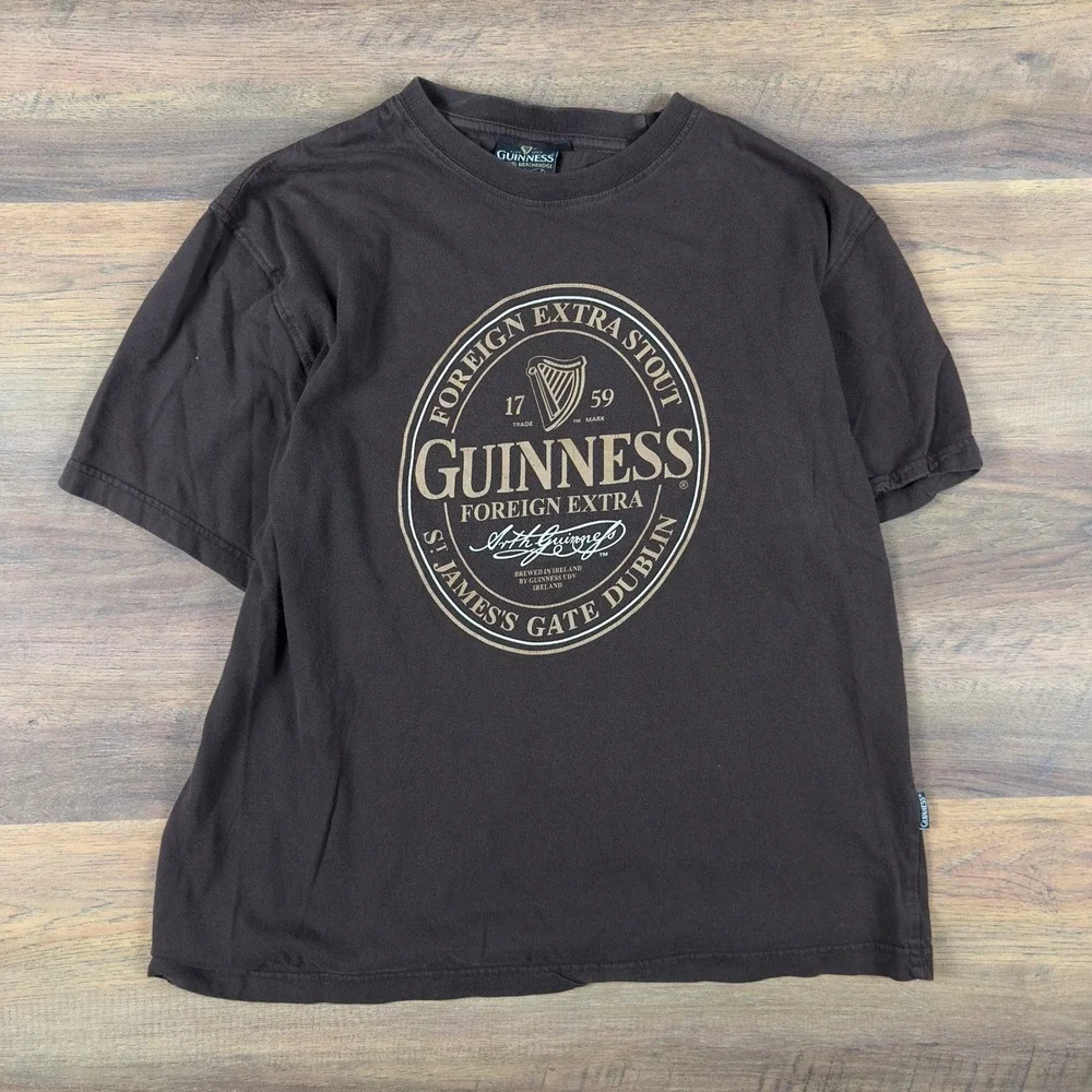 Guinness Foreign Extra Stout T-Shirt Mens XL Brown Graphic Tee St James Gate